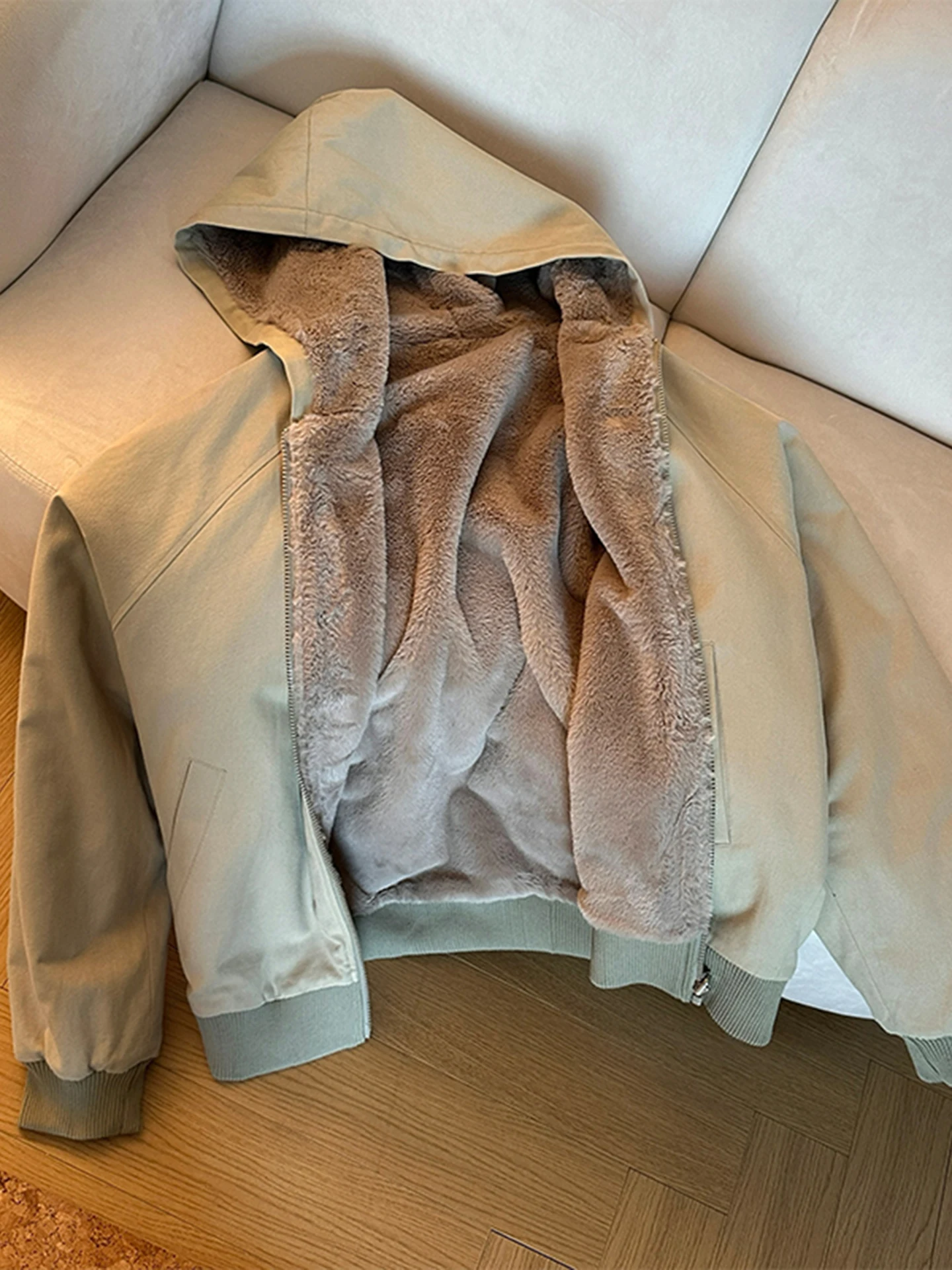 

Мужская двусторонняя утепленная зимняя хлопковая куртка с флисовой подкладкой Cleanfit