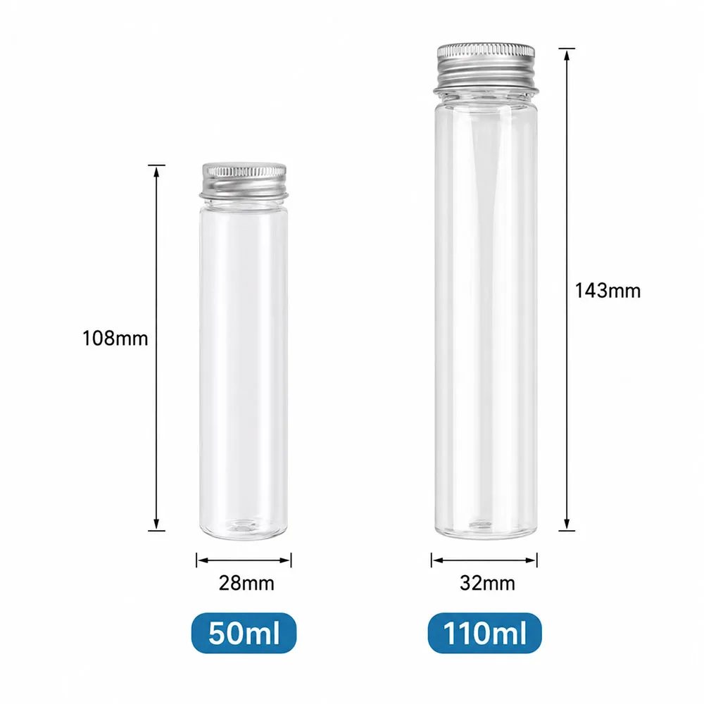 20pcs 50ml/100ml Clear Flat Tubes Aluminum Cap Screw Top Wish Bottle Refillable Empty Bottle For Wedding Decor Party Favor - view 5