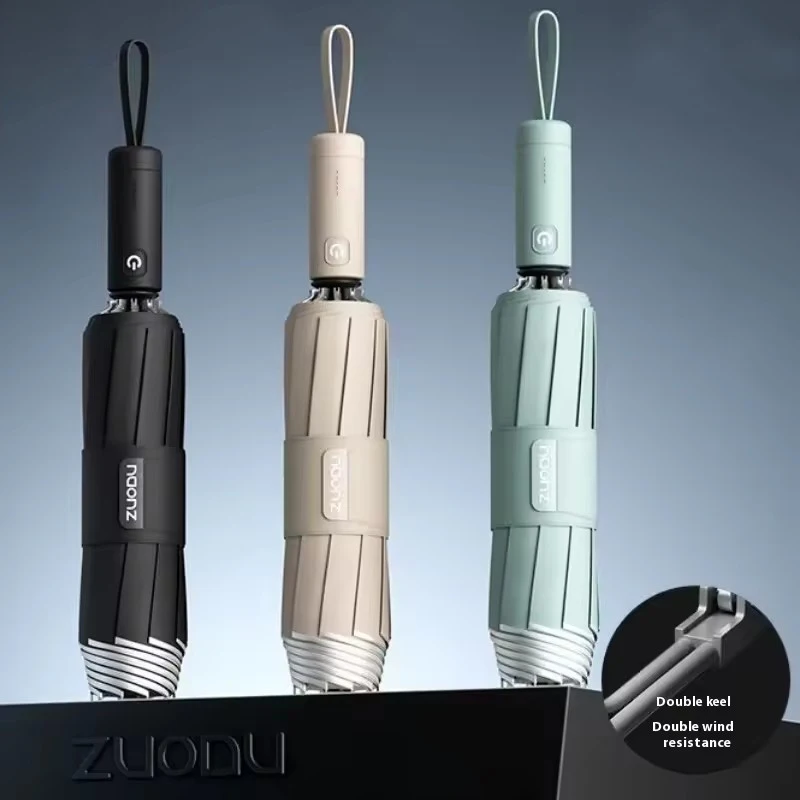 ZUODU Full Automatic Umbrella Reverse Rainstorm Dedicated Double Keel Wind Resistant Large Size Thickened Reinforced Folding Car