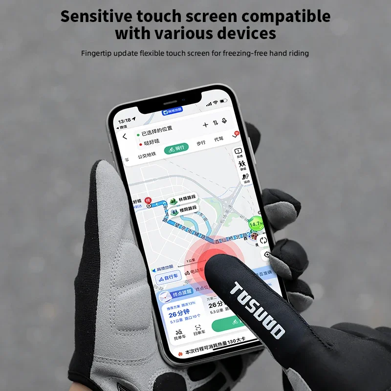 TOSUOD Winter-Fahrradhandschuhe MTB Vollfinger-Fahrradhandschuhe Touchscreen-fähig Rutschfeste Silikon-Handflächenauflage Fahr- und Reithandschuhe – Detail 7