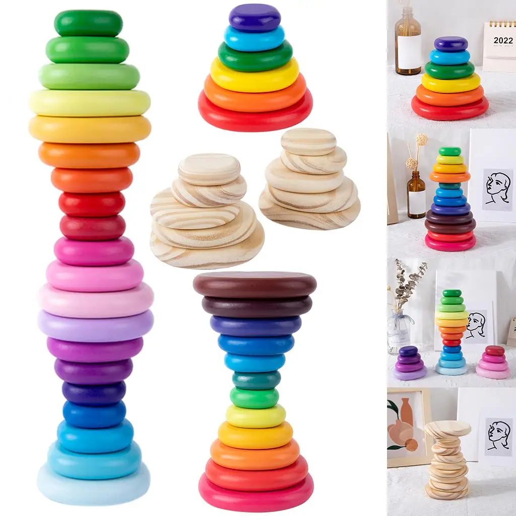 

Деревянные штабелируемые блоки, здание, радужная координация, классический штабелер, игра, моторика