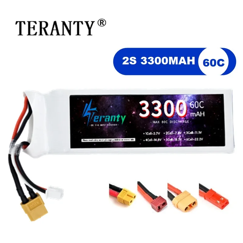 TERANTY 7.4V 2S 3300MAH 60C For Remote Control Car FPV Drones Quadcopter Boat Deans T XT30 XT60 Connector 2S Batteries