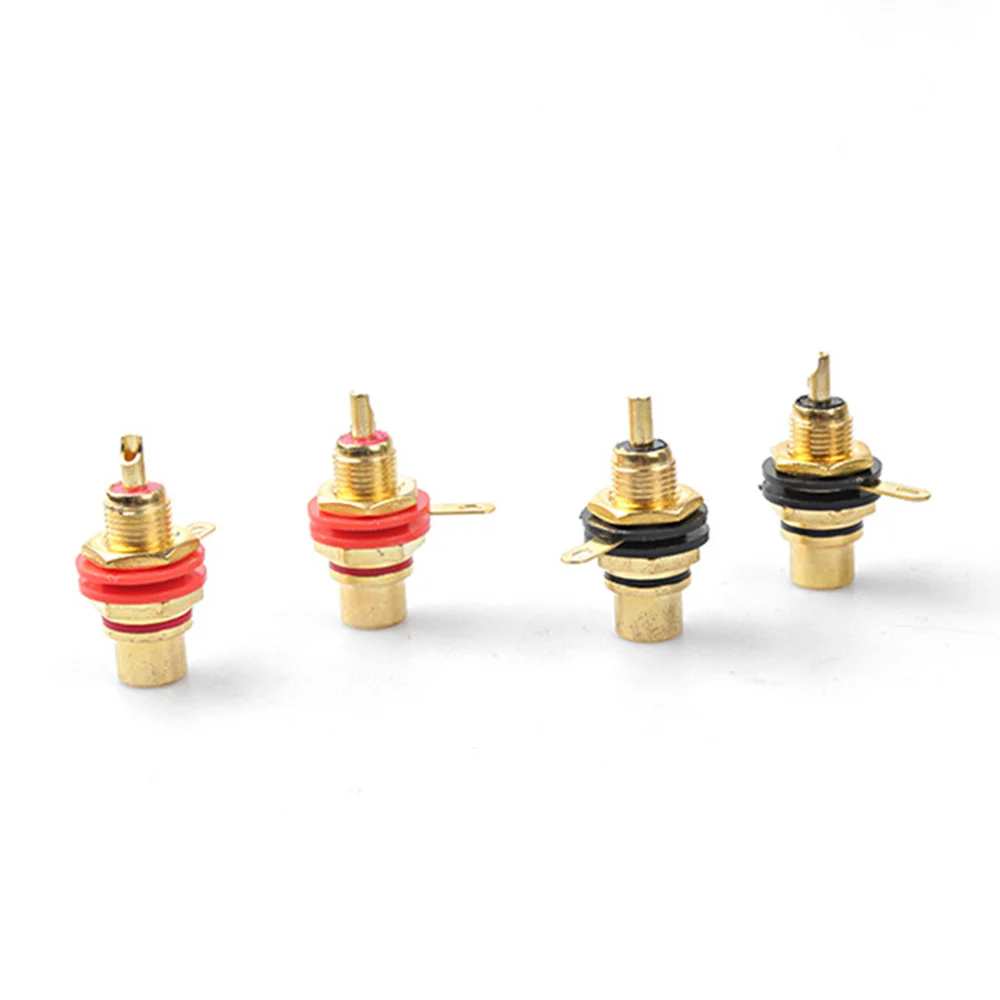 [NEWA64Z!】 4Pair/8Pcs RCA Jack Connector Panel Mount Chassis Audio Socket Plug Bulkhead With NUT Solder CUP