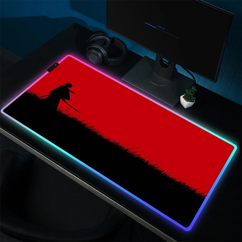 Большой игровой коврик для мыши RGB Oni, резиновый коврик для мыши, аниме нескользящий коврик для мыши, геймерский Настольный коврик с фиксируемой кромкой, аксессуары для фотографий размера XXL