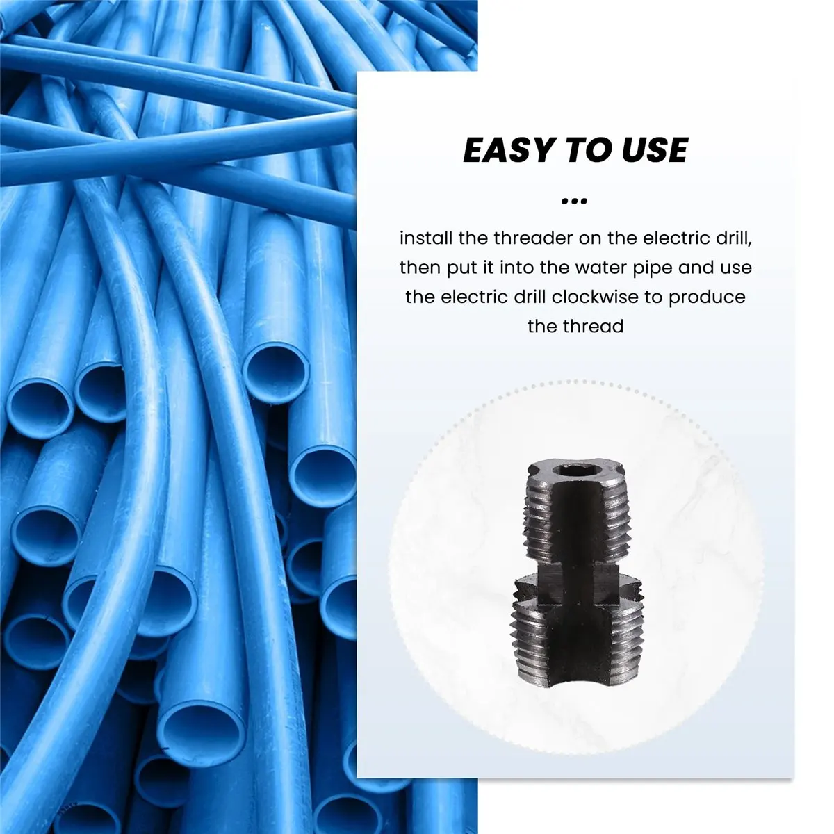 2025+ PVC Thread Maker Tool Pipe Threader Plumbing Tool Kit Pipe Threader Set 1/2in 3/4in 1in Dies Plastic Pipe Tap Die Set