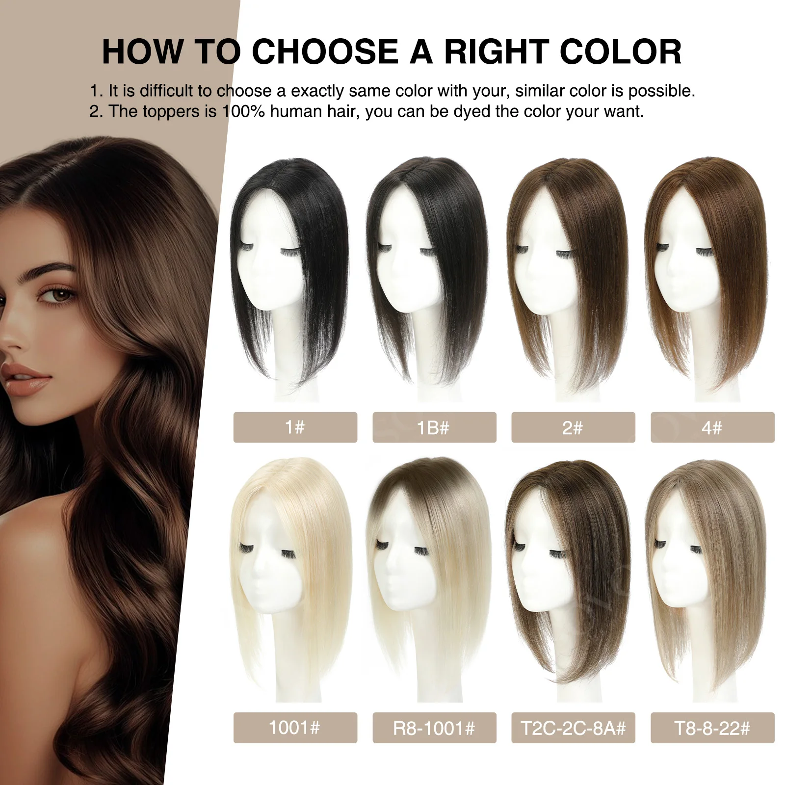 9x14cm Human Hair Toppers for Thinning Hair Dark Brown Clip in Hairpieces Human Hair Top of Head Fluffy Without Bangs