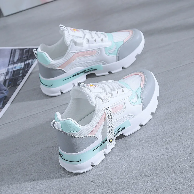 Breathable Fashion Korean Platform Autumn Women Chunky Sneakers Mixed Colors Women Sneakers Casual Platform Shoes