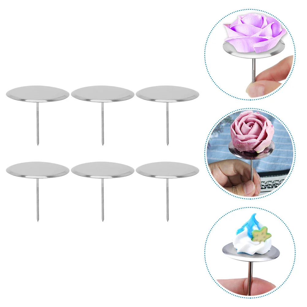 

6 Pcs Stainless Steel Mounting Nails Frosting Flower Cake Making Decorations Baking Tools Dessert Decorative
