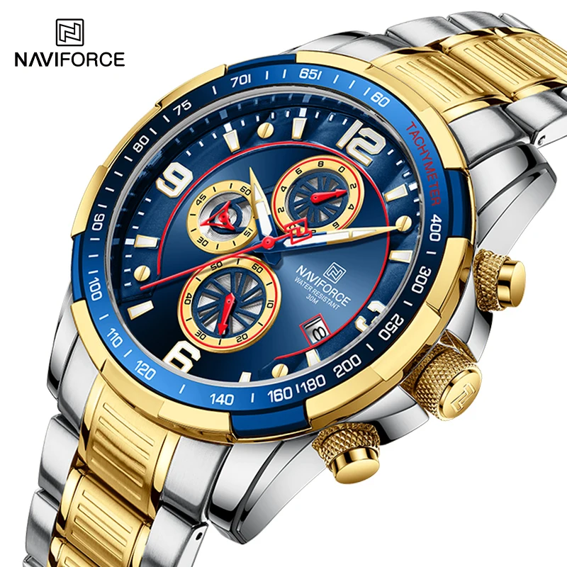 

NAVIFORCE New Men's Luxury Watch Top Brand Quartz Chronograph Dial Stainless Steel Watch 3Bar Water Resistant Sport Men Watch