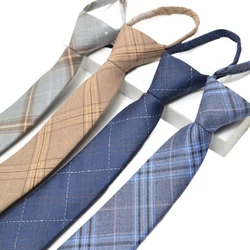 New 48*6cm Mans Tie Plaid Slim Skinny Ties Cotton Zipper Necktie Easy to pull designer tie wedding party gifts for men neckwear