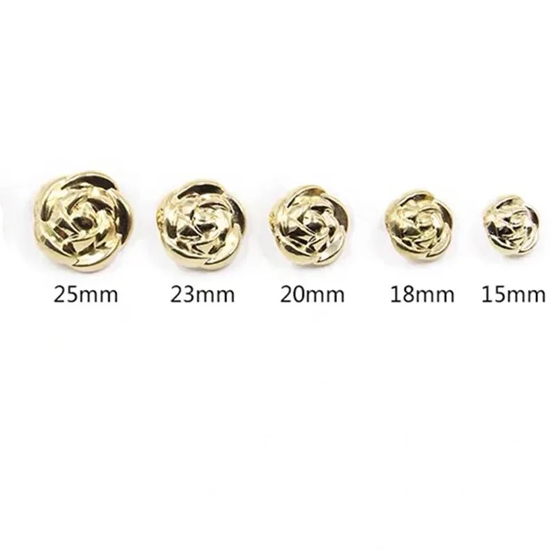 Bottoni floreali in metallo per camicia, bottoni decorativi alla moda per abbigliamento, bottoni automatici dorati, 10mm, 15mm, 20mm, 25mm, 10 pezzi