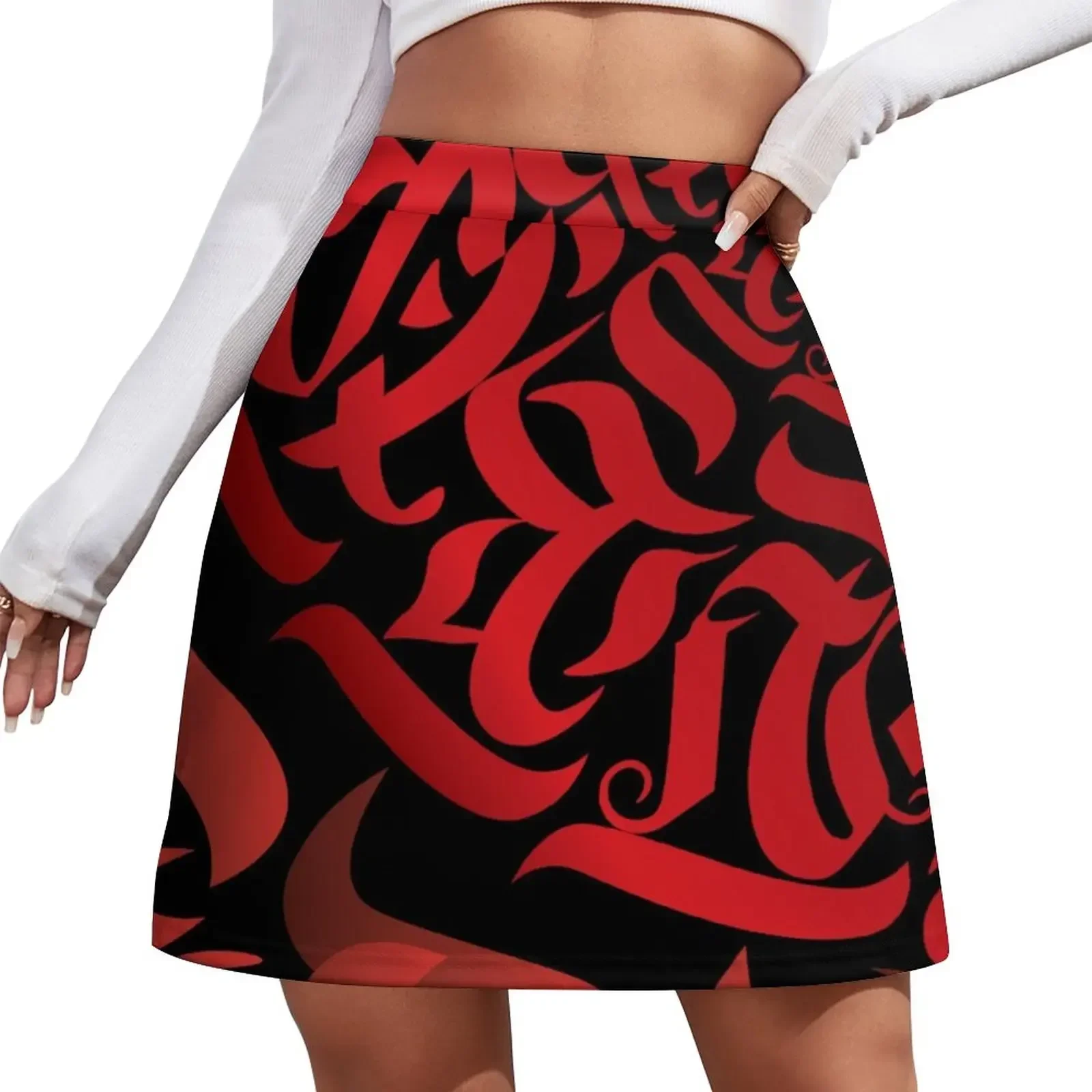 

Red calligraffiti Art Mini Skirt Women's skirt dresses summer woman 2024 japanese kawaii clothes skirt women