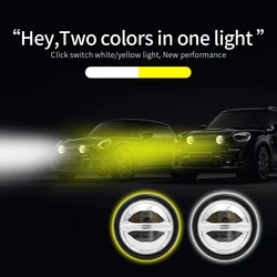 YIAALUX New Dual Color White Yellow Black and Chrome Housing LED Rally Driving Lights On Front Bumper Grille For BMW MINI Cooper