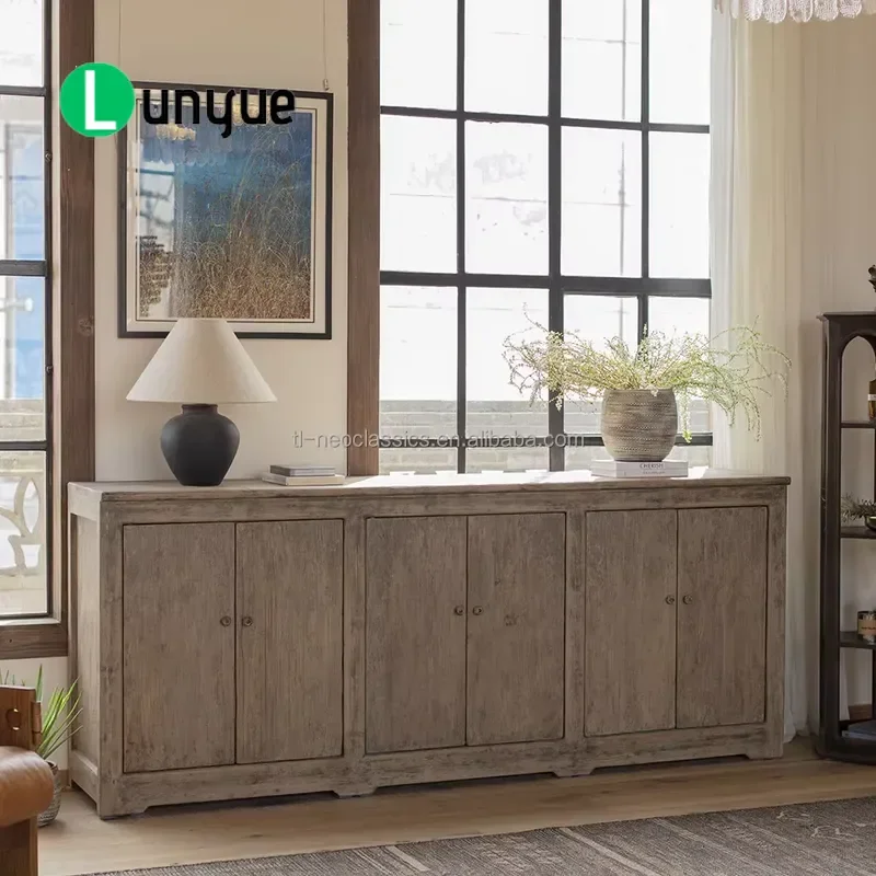 Handmade Solid Wood Side Cabinet Wabi Sabi Design Eco Friendly Home Furniture Storage for Living Room Restaurant