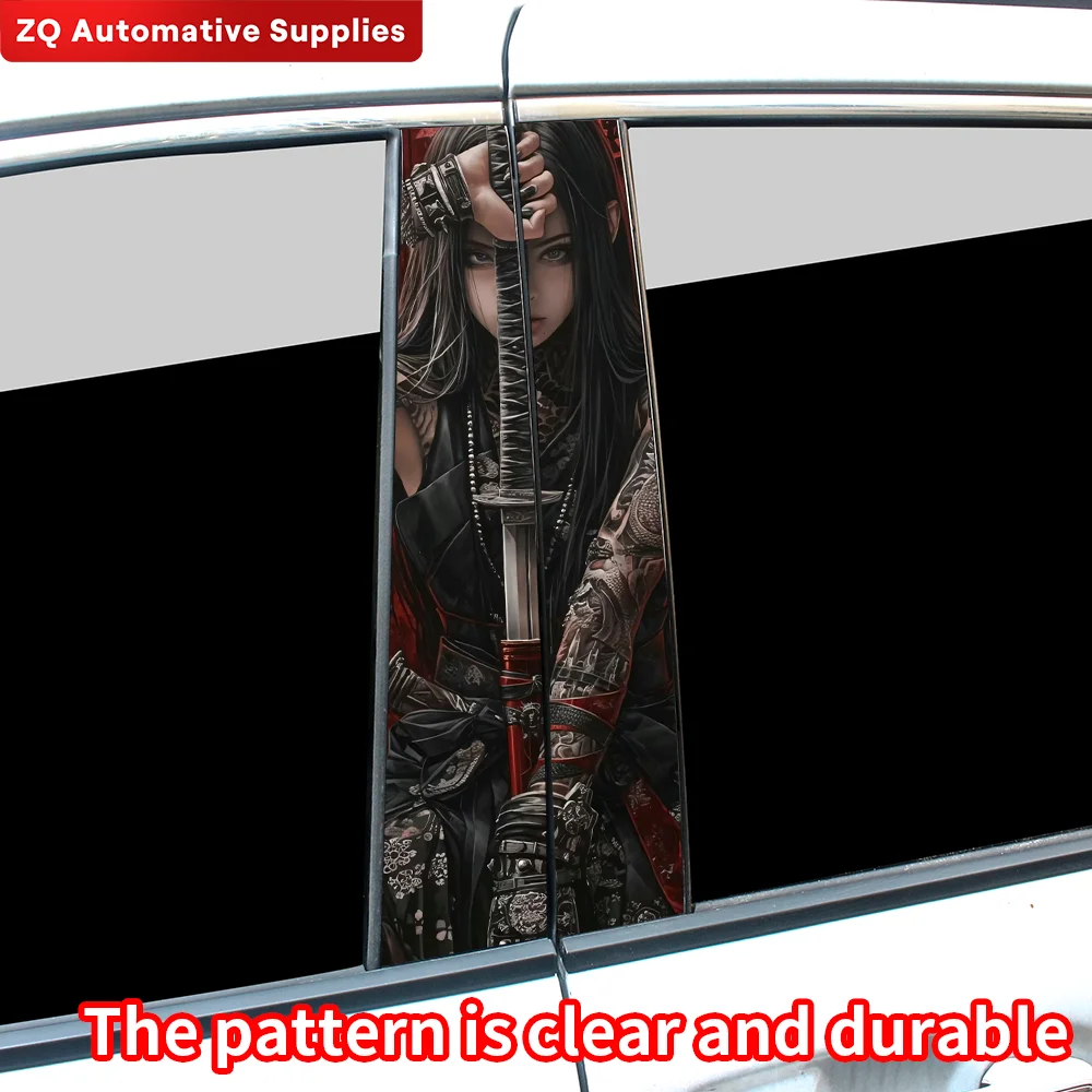 Female Samurai Car Stickers Auto B Pillar Waterproof Funny Decoration Cover Scratches Sunscreen Car Doors Pillar Vinyl Decals