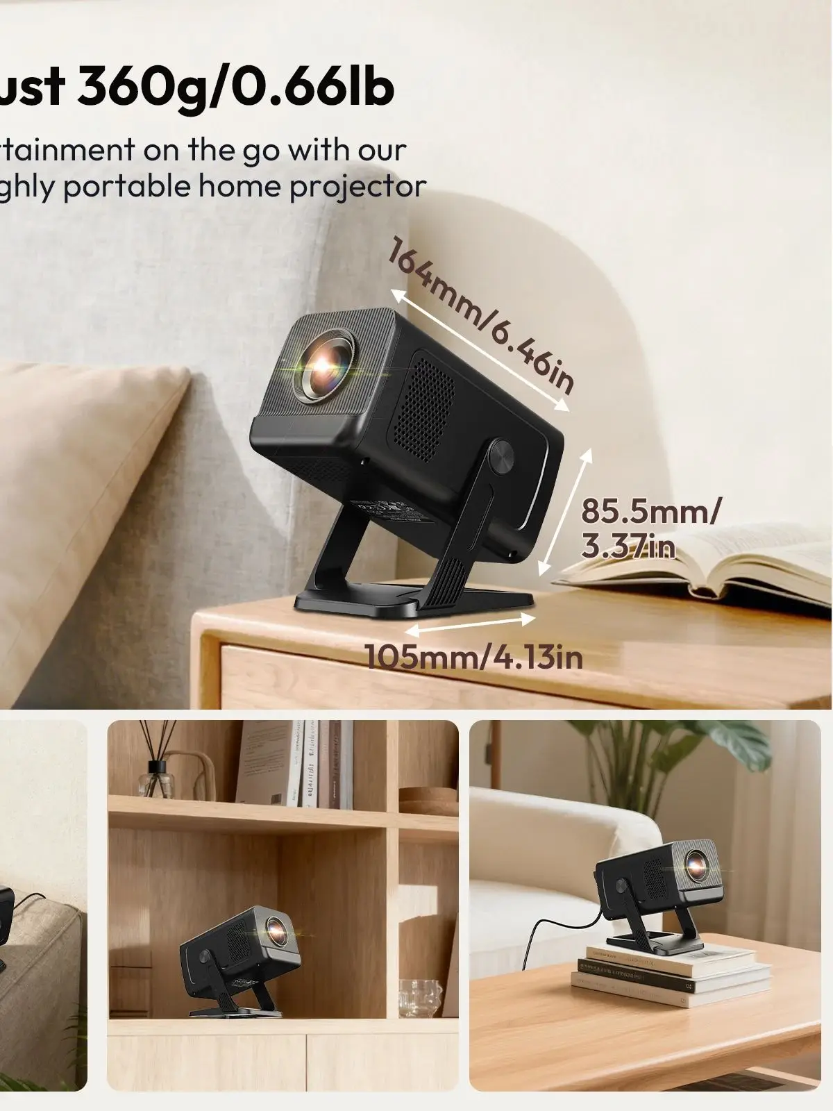 XGODY cardan 5 GO Android 14.0 projecteur courte portée 4K 1080P natif 720P 300ANSI projecteur double Wifi BT5.4 Air souris Home cinéma