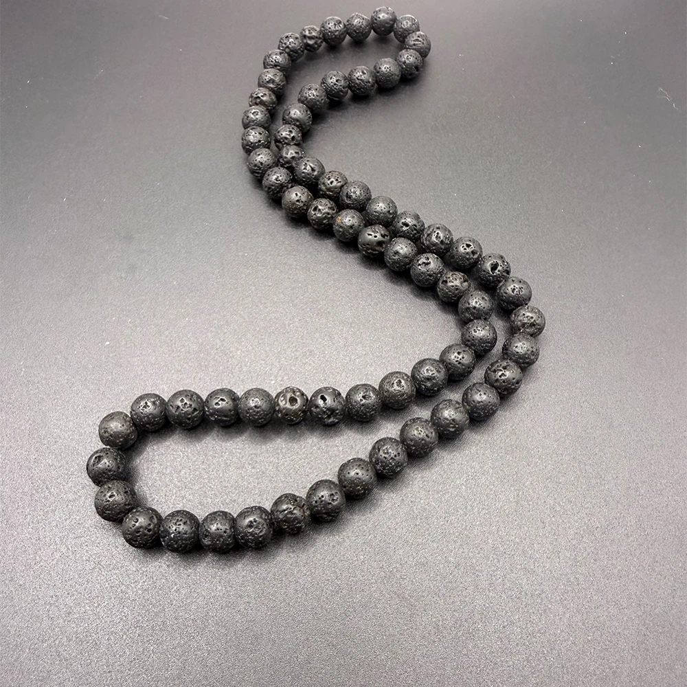 สร้อยคอผู้ชายอินเทรนด์ 6/8 มม.หินลาวาสีดําสีเหลืองTiger Eye Choker Rockลูกปัดสร้อยคอผู้ชายเครื่องประดับHandmadeคอDropshipping