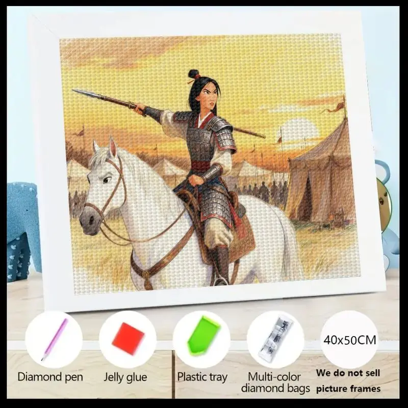 

1 шт., 5D набор для алмазной живописи «Принцесса воина на лошади», набор для рукоделия с кристаллами «сделай сам», с красочными бриллиантами, алмазная ручка, желейный клей
