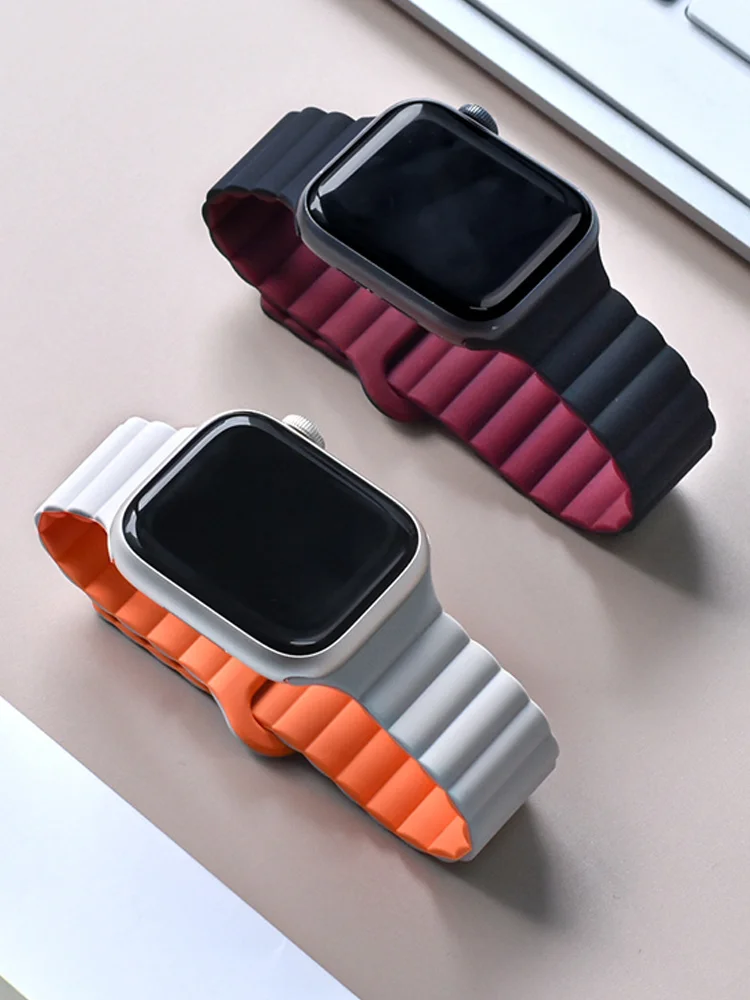 Silicone Magnetic Loop For Apple Watch 10 Band 46mm 44mm Ultra 2 49mm 45-41mm 40mm sport Bracelet iWatch Serie 9 8 7 6 SE Strap