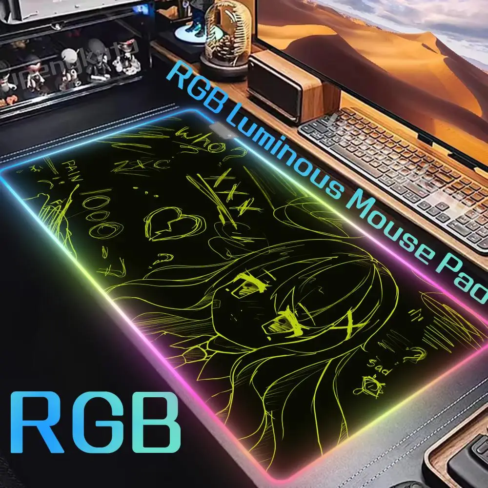 

Белый и черный аниме Mausepad Girl RGB коврик для мыши Art Настольный коврик Коврик для мыши Игровой коврик Коврик на столе Аксессуары для офисных геймеров