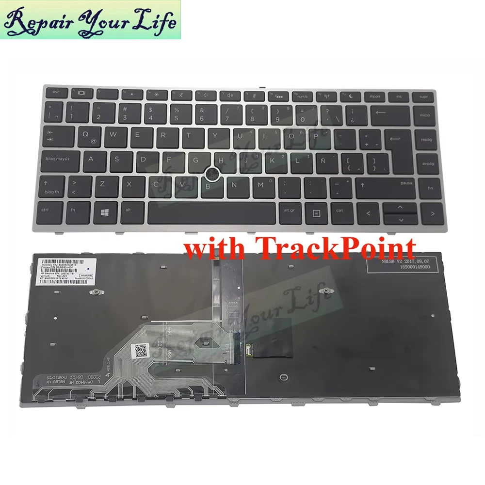 LA/SP Latin Spanish Backlit Keyboard For HP ProBook 430 440 G5 445 G5 Zhan 66 Pro G1 Silver Frame TrackPoint Teclado L00737-161