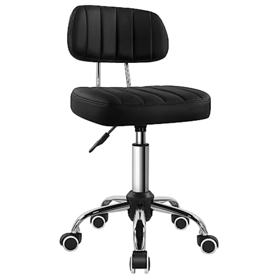 Square Swivel Stool with Wheel for Work SPA Shop Massage Height-Adjustable and Cost-Effective Rolling Stool Chair with Back