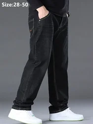 Loose Jeans Men 150KG Straight Stretched Plus Size 50 48 46 44 Denim Pants Elastic Male Casual Large Work Wear Classic Trousers