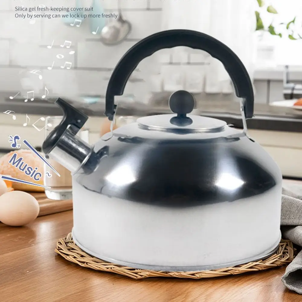 3L Stainless Steel Teapot Stove Gas Water Kettle Whistling Kettle Teapot Trips Hiking Cooking Teakettle Ergonomic Handle Teapot