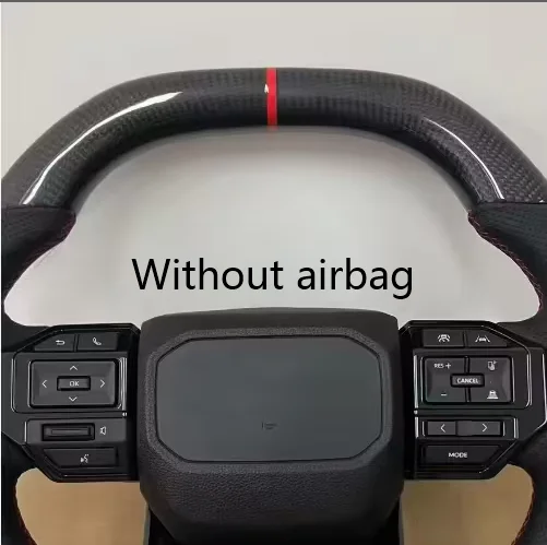 Custom Carbon Fiber Steering Wheel Leather for LC300 Racing Style Sports Design for  Horn Button