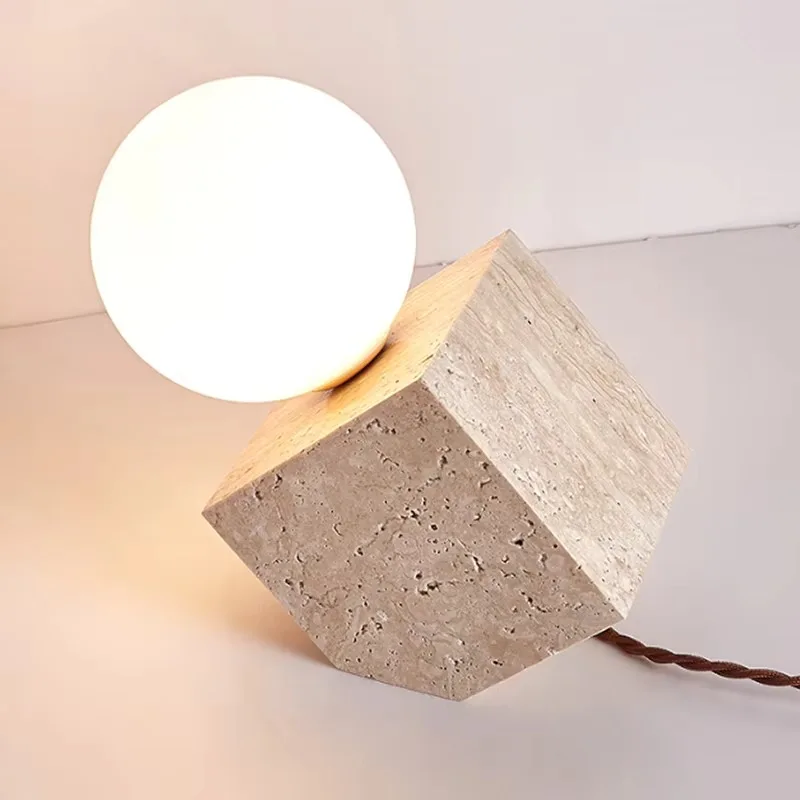 Wholesale wabi-**** style decorative table lamp, Japanese natural yellow stone gray bedside table lamp