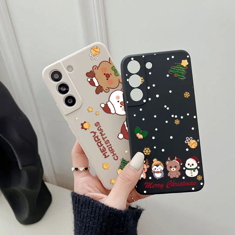 الكرتون ثلج الأيائل شجرة عيد الميلاد قضية الهاتف لسامسونج غالاكسي S25 S24 الترا S23 S22 زائد S21 S20 FE S25Ultra S25FE