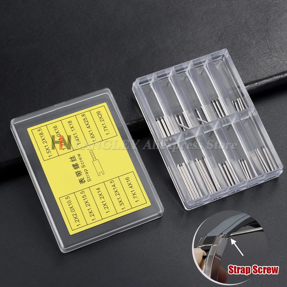 50/100 Stück Uhrenarmband-Schrauben für Rolex Edelstahl-Armband Verbindungsschrauben Uhrenreparatur-Werkzeuge mit Box Teile Zubehör