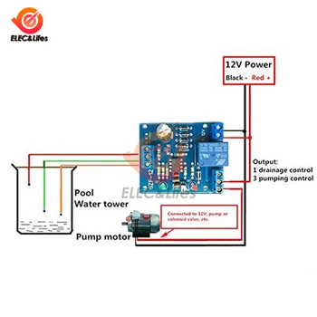 액체 수위 컨트롤러 센서, 자동 펌핑 배수 수위 감지, 물 단락 보호 펌프 제어, 9V-12V 
