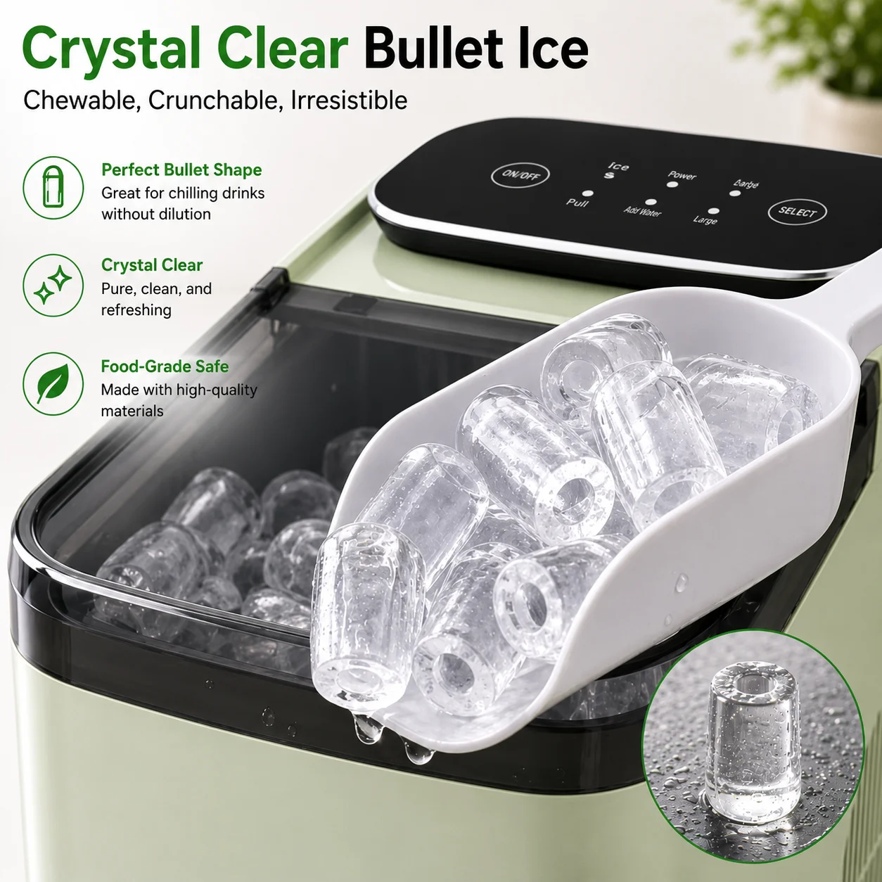 Compact Electric 9 Pcs Per Cycle 20-30kg/day Commercial Grade Portable Ice Maker with Handle for Household & RV Use