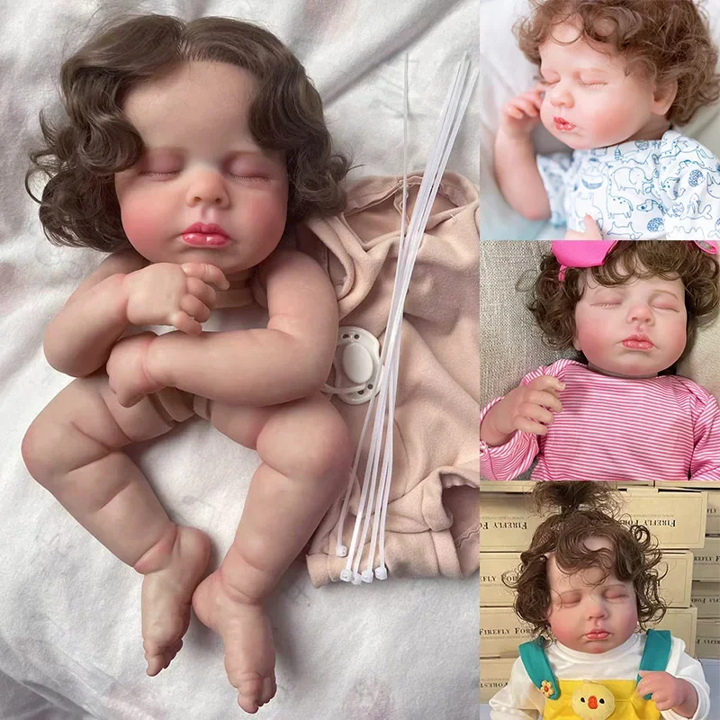 

19inch Loulou Already Painted Reborn Kit with Rooted Hair 3D Painting Skin with Visible Veins Bebe Reborn Doll Kits