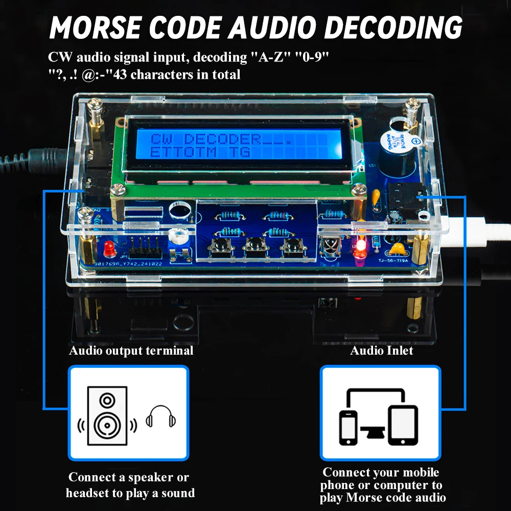 Décodeur télégraphique à monter soi-même, pour simulateur de télégraphe à Code Morse avec affichage, Kit de fabrication électronique numérique, projet de soudage à monter soi-même