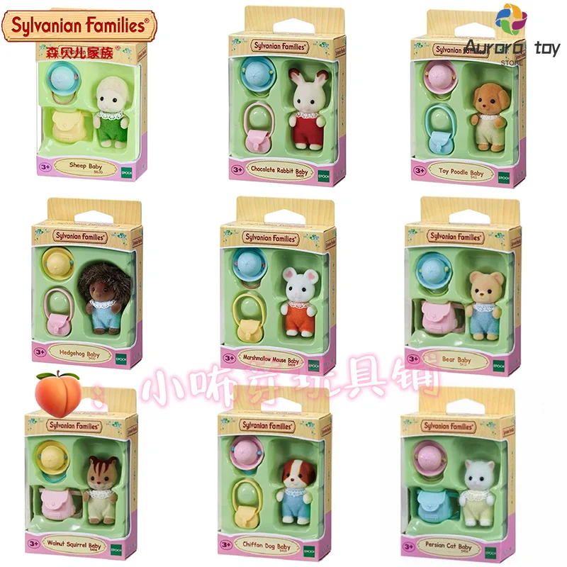 Original Sylvanian Families Anime Figur Kindergarten Baby Serie Dekoration Modell Anhänger Zimmer Ornament Kinder Spielzeug Geburtstag Geschenke