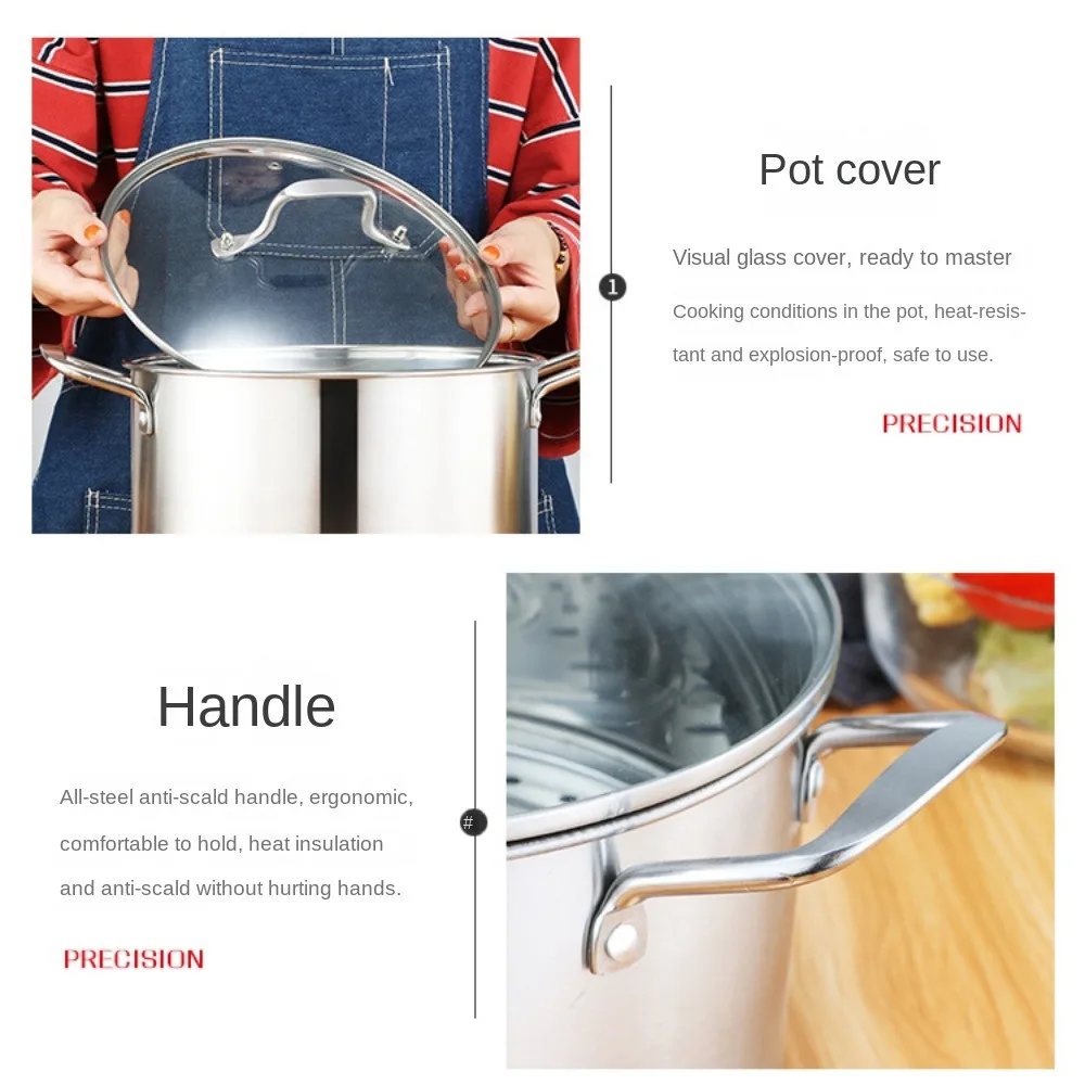 قدر حساء من الفولاذ المقاوم للصدأ ، أواني مطبخ ، طبخ ماء مغلي الحليب ، استخدام يومي ، مقالي بخزف بغطاء ، مقلاة صلصة ، 26: 1.28 #4