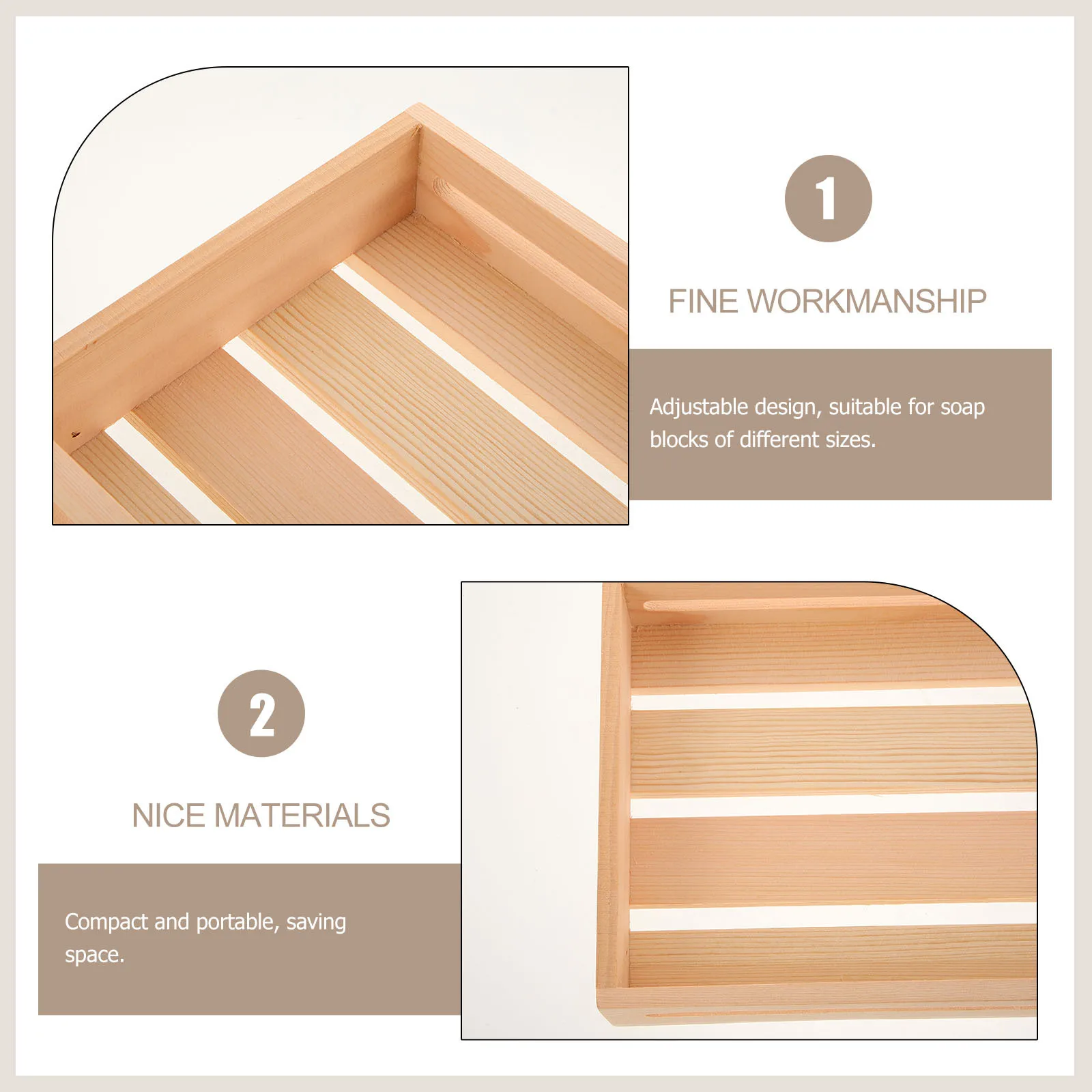 

Pine Wood Holder Natural Wooden Bar Soap Tray Self Draining Soap Dish Bathroom Shower Storage Rack Home Kitchen