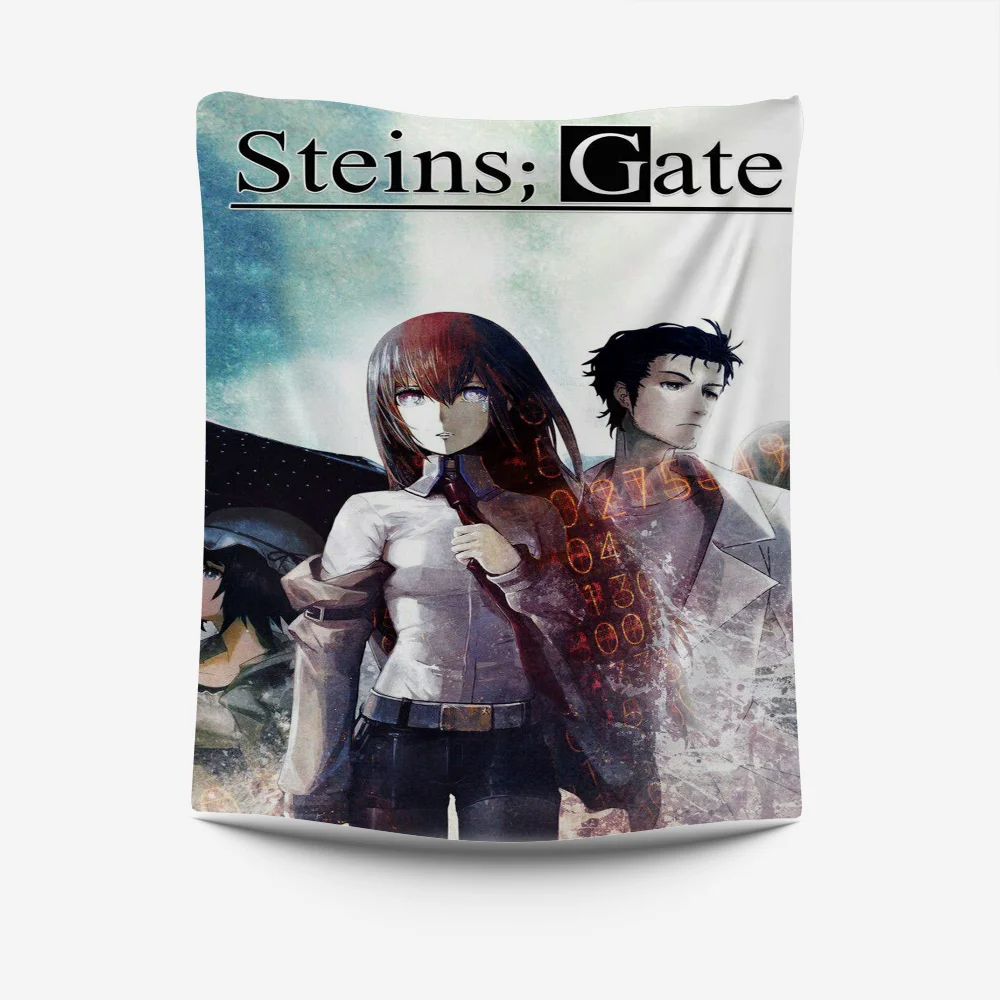 S-Steins Gate Anime Tapestry Creative Pattern Photo Living Room Wall Art Tapestry Decor Party Outdoor Decorate Banners