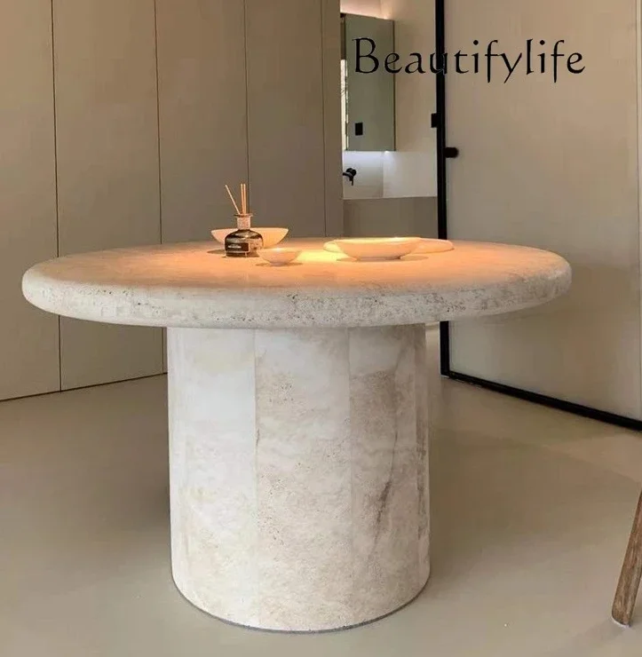 N45 Marble dining table natural dining table high-end travertine minimalist hotel master design simple home