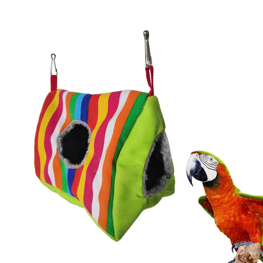 

Double Hole Hanging Parrot Nest Bird Hammock Warm Creative Sleeping Bed Stripe Indoor Nest Sleeping Pad for Parrot