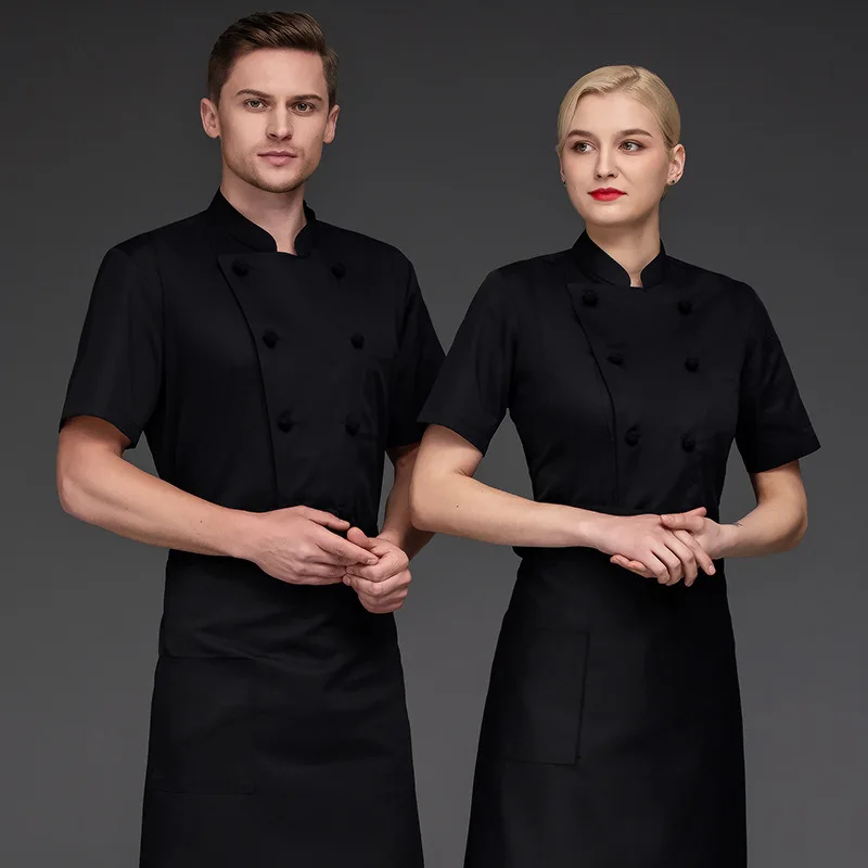 Hotel Chef Overalls Men's Short Sleeve Thin Breathable Hot Pot Restaurant Kitchen Restaurant Chef Long Sleeve Clothing Pure Whit