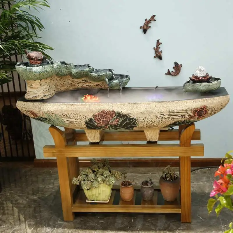 Opening gift rockery, flowing water, fountain decoration, floor to floor water feature, wealth attraction, living room,