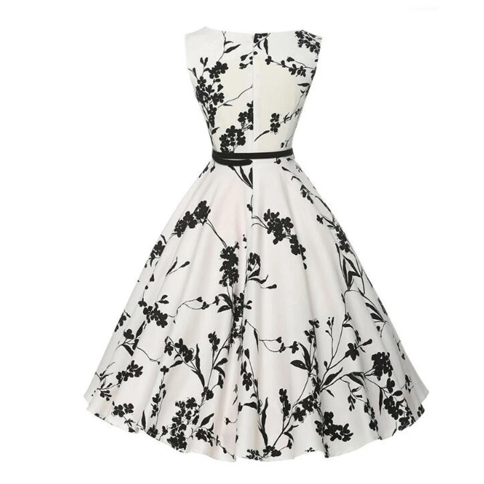 Vestido de Verano Retro Swing Casual con Estampado Floral Estilo Vintage Rockabilly 4