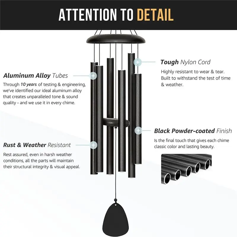 AEA9-Wind Chimes For Outside, 3 Replaceable Wind Catchers, Wind Chime With Deep Tone,Large Windchime, Windchimes Outdoors