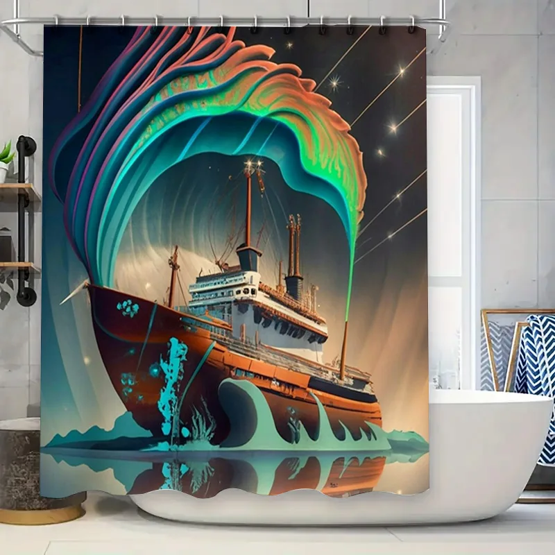 

Luxurious 3D Printed Shower CurtainsVibrant Seascape Design for Bathroom Decor Waterproof Fabric Shampoo Curtain Set in Multiple