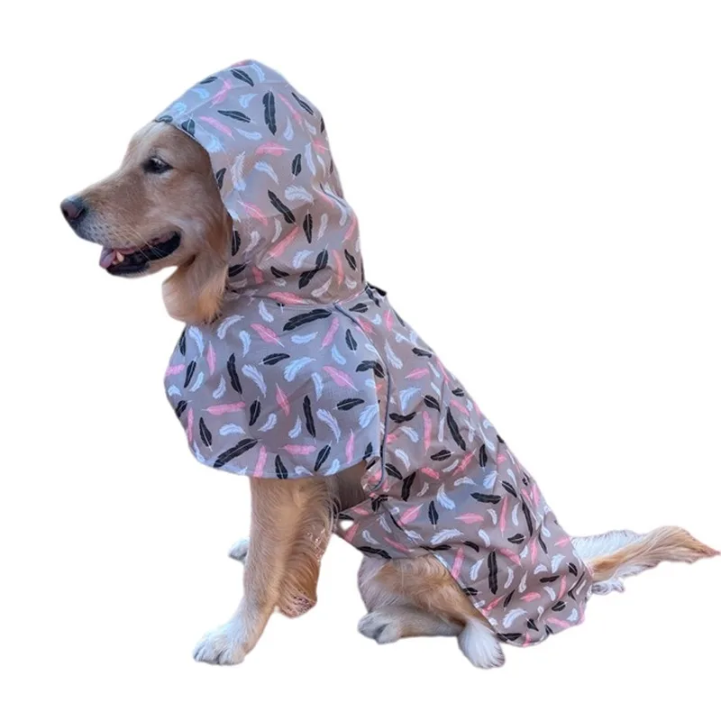 Big Dog Raincoat Lovely Printed Raincape Reflective Rain Coat Hooded Waterproof Jackets Small Dog Outdoor Clothes Pet Supplies