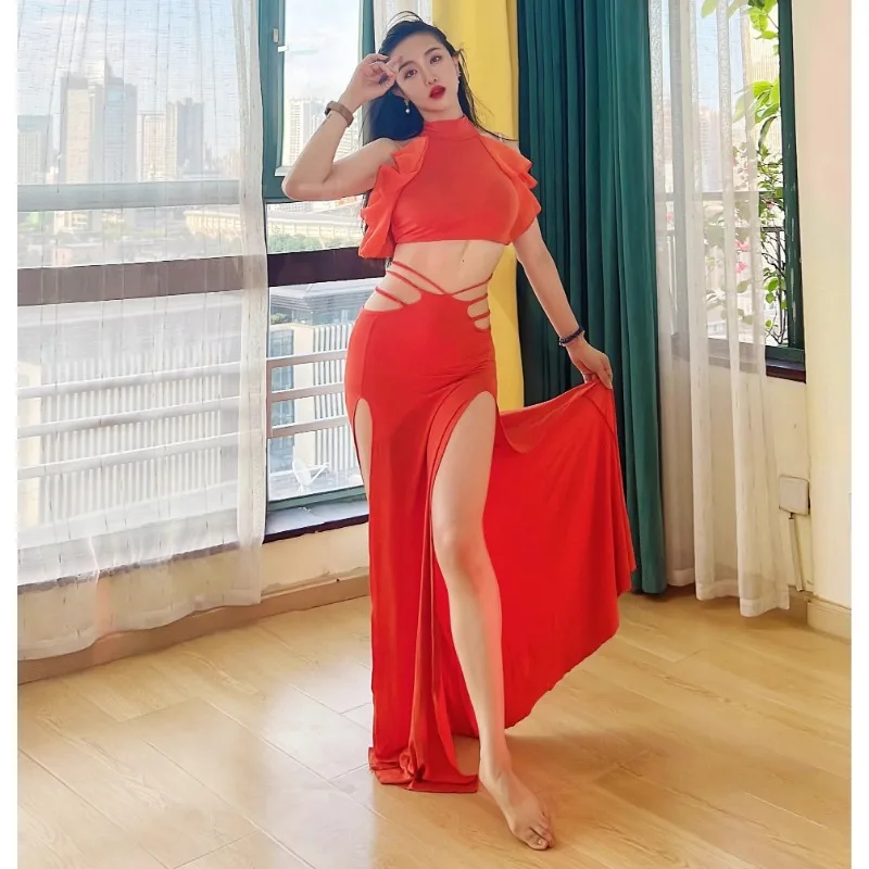 Customized Belly Dance Costumes Practice Outfit Oriental Dance Costume Modal Cute Lace Vest Waist Hanging Skirt