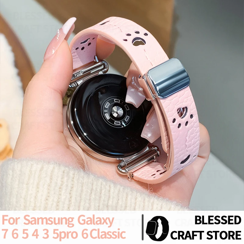 Hollow Cat Paw Pattern Strap for Samsung Galaxy Watch 7 6 FE 5 Pro 4 6 Classic 44mm 40mm Sport Bracelet Smart Watch Accessories